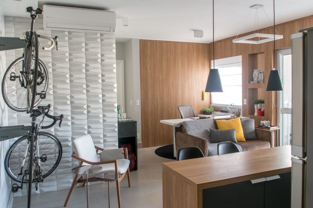 Apartamento de 62 m² ganha visual moderno e áreas integradas